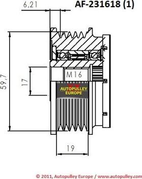 AINDE AF231618 - Ремінний шків, генератор autocars.com.ua