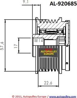 AINDE AL920685 - Шкив генератора, муфта autodnr.net