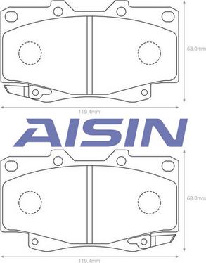 AISIN A1N141 - Гальмівні колодки, дискові гальма autocars.com.ua