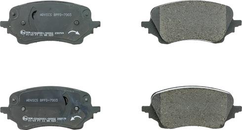 AISIN BPFD-7003 - Гальмівні колодки, дискові гальма autocars.com.ua