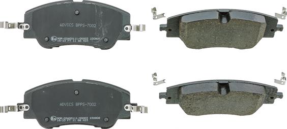 AISIN BPPS-7002 - Гальмівні колодки, дискові гальма autocars.com.ua
