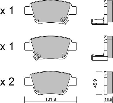 Aisin BPTO-2002 - Тормозные колодки, дисковые, комплект avtokuzovplus.com.ua