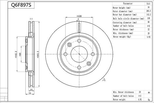 Aisin Q6F897S - Тормозной диск autodnr.net