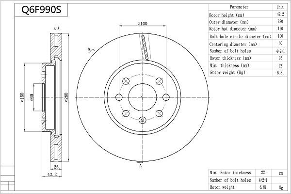 Aisin Q6F990S - Гальмівний диск autocars.com.ua