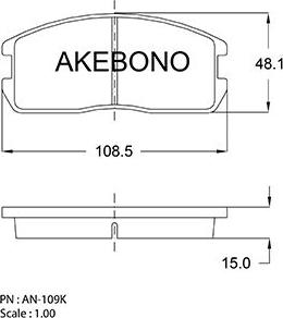 Akebono AN-109KE - Тормозные колодки, дисковые, комплект avtokuzovplus.com.ua