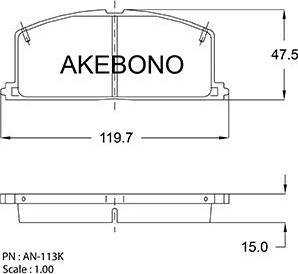 Akebono AN-113K - Тормозные колодки, дисковые, комплект avtokuzovplus.com.ua