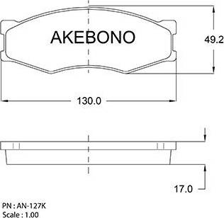 Akebono AN-127K - Тормозные колодки, дисковые, комплект avtokuzovplus.com.ua