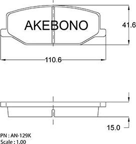 Akebono AN-129K - Тормозные колодки, дисковые, комплект avtokuzovplus.com.ua