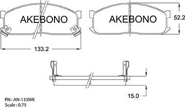 Akebono AN-133WKE - Тормозные колодки, дисковые, комплект avtokuzovplus.com.ua