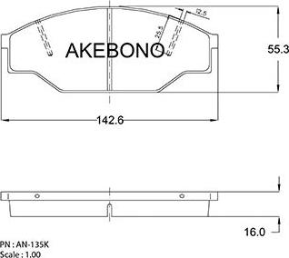 Akebono AN-135KE - Гальмівні колодки, дискові гальма autocars.com.ua