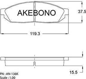 Akebono AN-136KE - Гальмівні колодки, дискові гальма autocars.com.ua