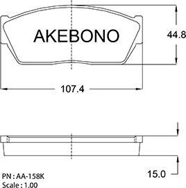 Akebono AN-158KE - Тормозные колодки, дисковые, комплект autodnr.net