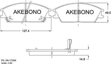 Akebono AN-173WKE - Гальмівні колодки, дискові гальма autocars.com.ua