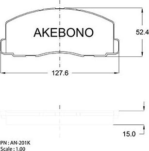 Akebono AN-201KE - Гальмівні колодки, дискові гальма autocars.com.ua