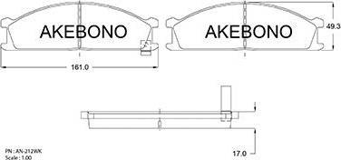 Akebono AN-212WK - Тормозные колодки, дисковые, комплект avtokuzovplus.com.ua