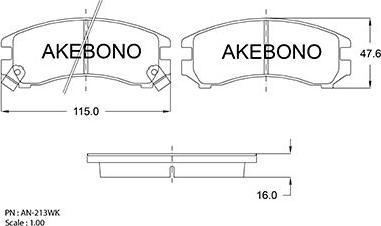 Akebono AN-213WKE - Гальмівні колодки, дискові гальма autocars.com.ua