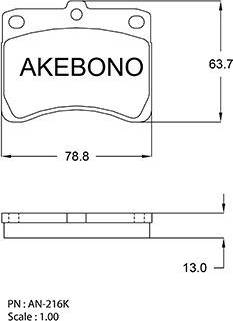 Akebono AN-216K - Тормозные колодки, дисковые, комплект avtokuzovplus.com.ua
