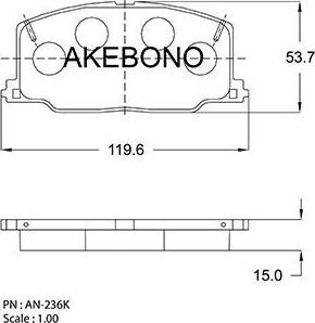 Akebono AN-236K - Тормозные колодки, дисковые, комплект avtokuzovplus.com.ua