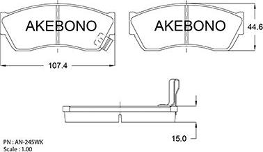 Akebono AN-245WKE - Тормозные колодки, дисковые, комплект avtokuzovplus.com.ua