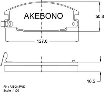 Akebono AN-248WKE - Тормозные колодки, дисковые, комплект avtokuzovplus.com.ua