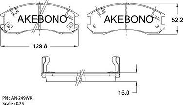 Akebono AN-249WKE - Тормозные колодки, дисковые, комплект avtokuzovplus.com.ua