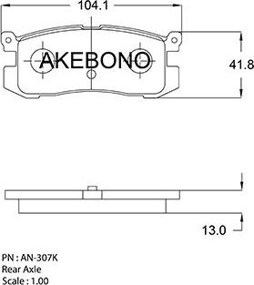 Akebono AN-250KE - Тормозные колодки, дисковые, комплект avtokuzovplus.com.ua