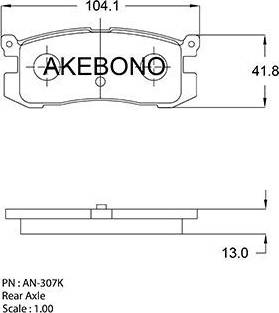 Akebono AN-250K - Тормозные колодки, дисковые, комплект avtokuzovplus.com.ua