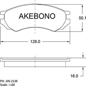 Akebono AN-252KE - Гальмівні колодки, дискові гальма autocars.com.ua