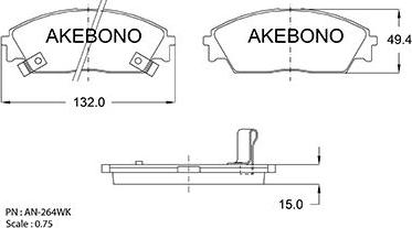 Akebono AN-264WKE - Гальмівні колодки, дискові гальма autocars.com.ua
