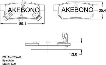 Akebono AN-265WKE - Тормозные колодки, дисковые, комплект autodnr.net