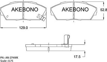 Akebono AN-274WKE - Гальмівні колодки, дискові гальма autocars.com.ua