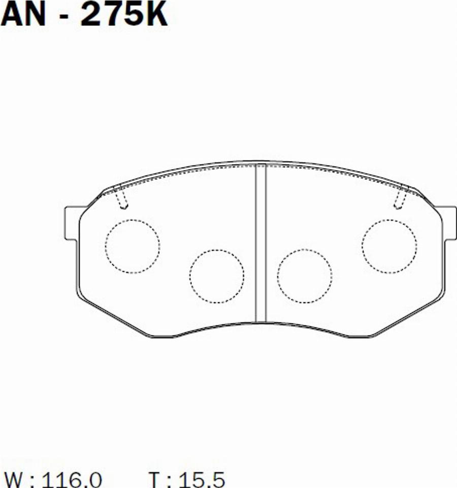 Akebono AN-275K - Тормозные колодки, дисковые, комплект avtokuzovplus.com.ua