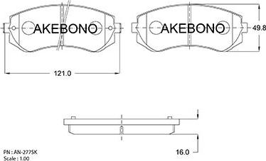 Akebono AN-277SKE - Тормозные колодки, дисковые, комплект avtokuzovplus.com.ua