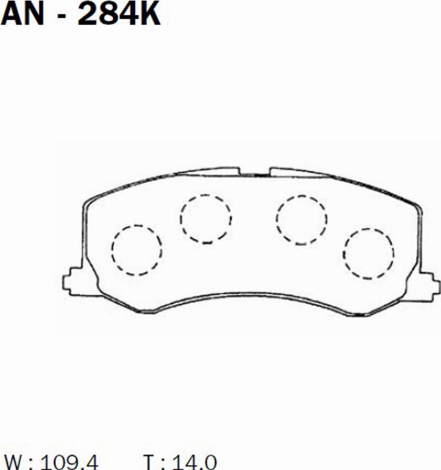 Akebono AN-284K - Гальмівні колодки, дискові гальма autocars.com.ua