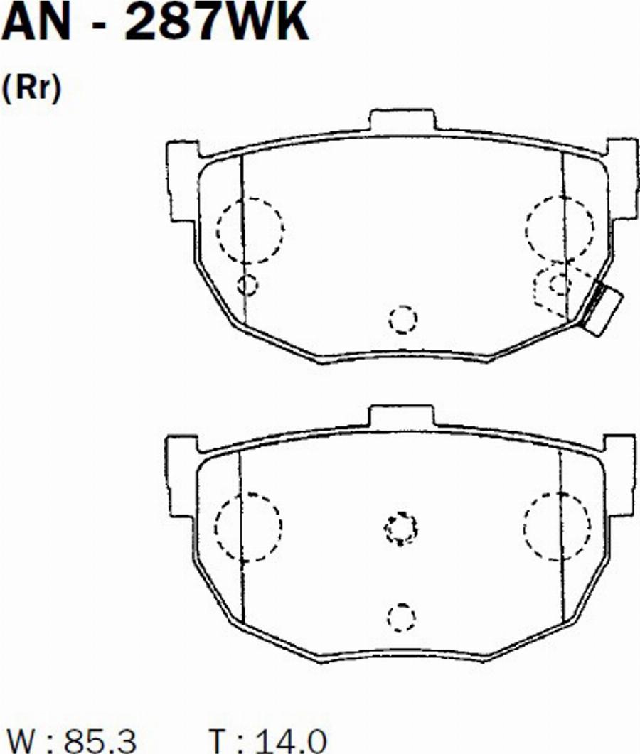 Akebono AN-287WK - Тормозные колодки, дисковые, комплект avtokuzovplus.com.ua