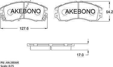 Akebono AN-295WKE - Тормозные колодки, дисковые, комплект avtokuzovplus.com.ua