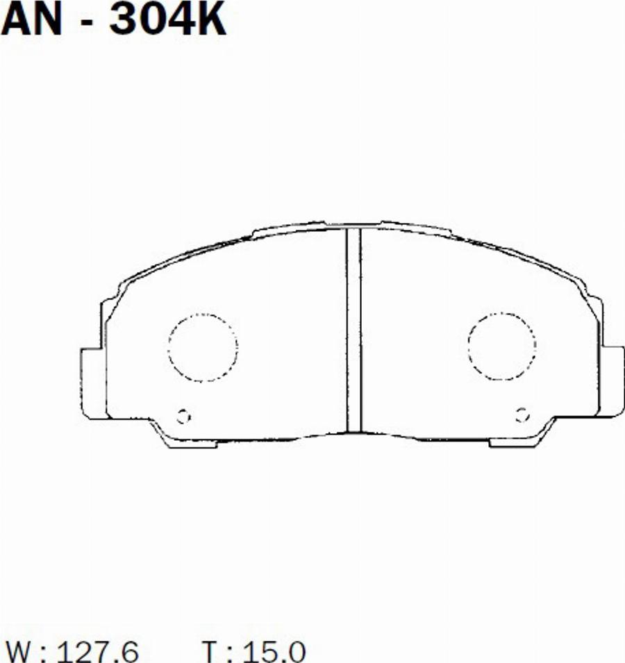 Akebono AN-304K - Тормозные колодки, дисковые, комплект avtokuzovplus.com.ua