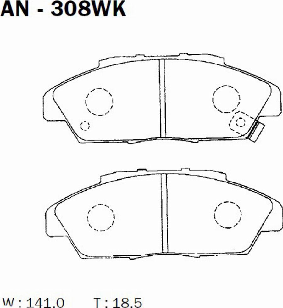 Akebono AN-308WK - Гальмівні колодки, дискові гальма autocars.com.ua