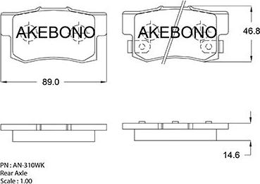 Akebono AN-310WK - Тормозные колодки, дисковые, комплект autodnr.net