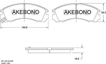 Akebono AN-313WKE - Тормозные колодки, дисковые, комплект autodnr.net