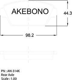Akebono AN-314K - Гальмівні колодки, дискові гальма autocars.com.ua