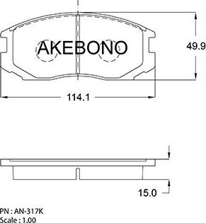 Akebono AN-317K - Тормозные колодки, дисковые, комплект avtokuzovplus.com.ua