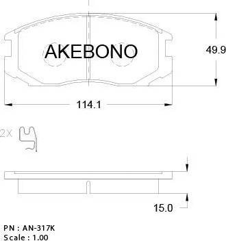 Akebono AN-317WK - Гальмівні колодки, дискові гальма autocars.com.ua