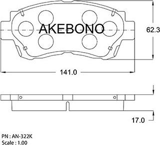 Akebono AN-322K - Тормозные колодки, дисковые, комплект avtokuzovplus.com.ua