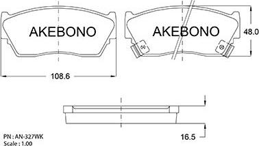 Akebono AN-327WK - Гальмівні колодки, дискові гальма autocars.com.ua