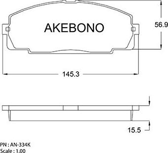 Akebono AN-334KE - Тормозные колодки, дисковые, комплект avtokuzovplus.com.ua