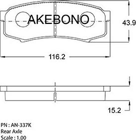 Akebono AN-337KE - Тормозные колодки, дисковые, комплект autodnr.net