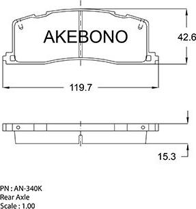 Akebono AN-340KE - Тормозные колодки, дисковые, комплект avtokuzovplus.com.ua