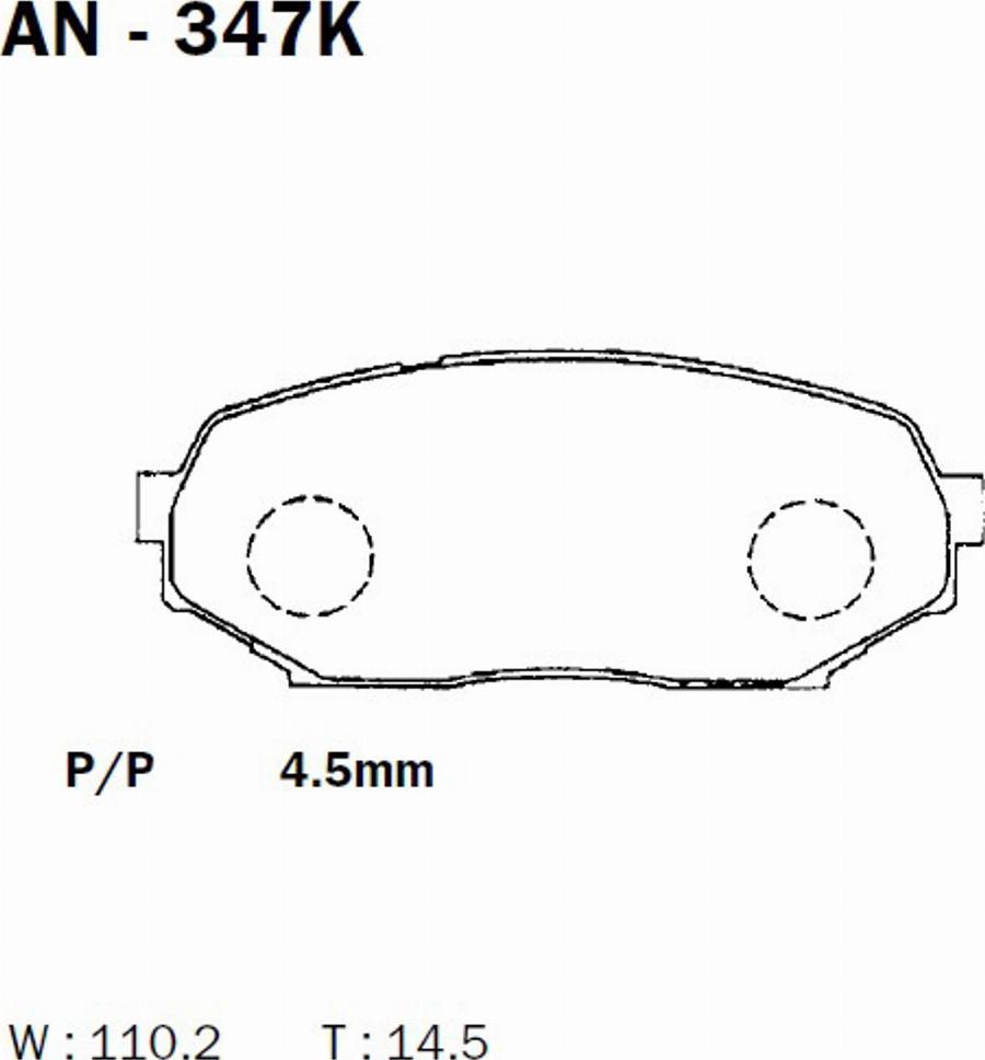 Akebono AN347K - Тормозные колодки, дисковые, комплект avtokuzovplus.com.ua