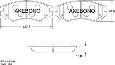 Akebono AN-350SK - Гальмівні колодки, дискові гальма autocars.com.ua